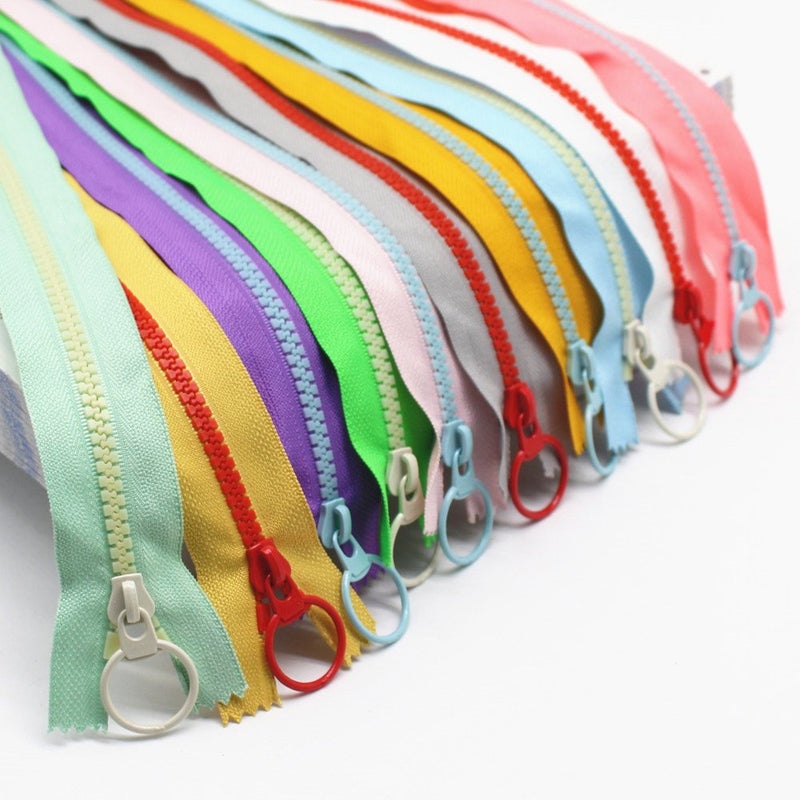 YaHoGa 10PCS 14 Inch (35CM) #5 Plastic Zippers with Lifting Ring Pull Close End Resin Zippers for DIY Sewing Craft Bags Garment (14" C/E) - Image 3